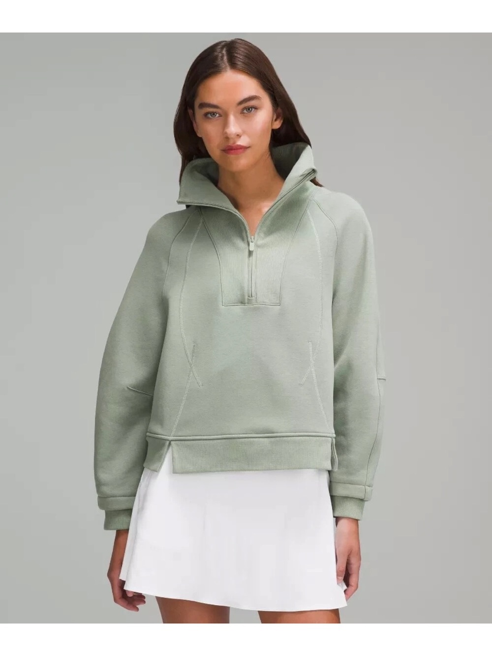 lululemon athletica Sage Green scuba half-Zip Funnel oversized Sweatshirt